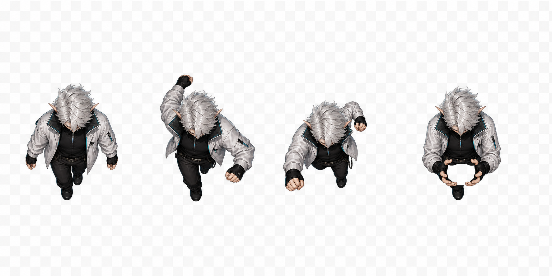 Эльф мужчина, четыре top-down позы